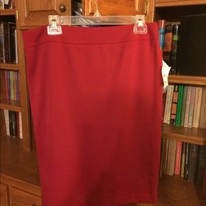Red knee length skirt
